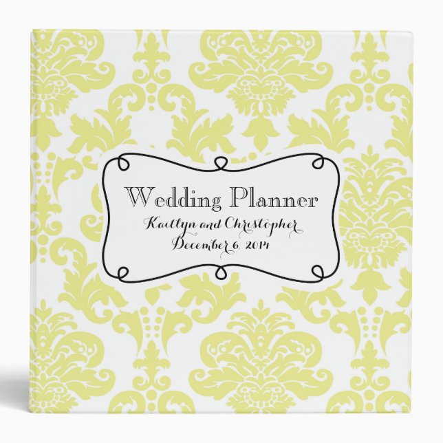 Lemon Damask Wedding Planner Binder (Front)