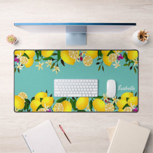 Lemon Days Aqua Desk Mat