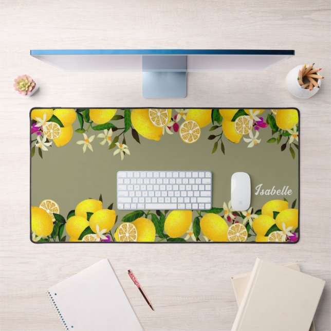 Lemon Days Grey Desk Mat (Office 1)