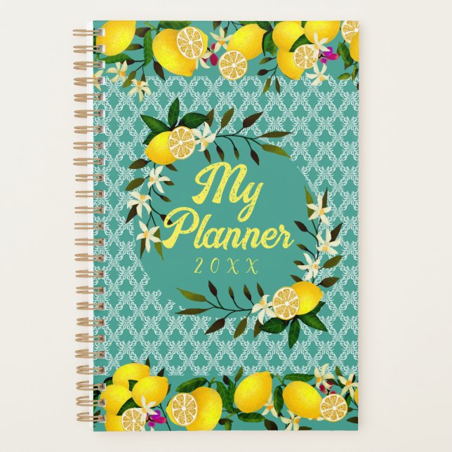 Lemon Days Motif Aqua Planner (Front)