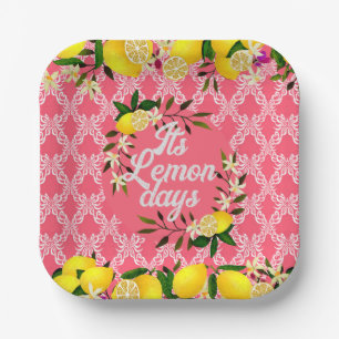 Lemon Days Motif Cherry Paper Plate