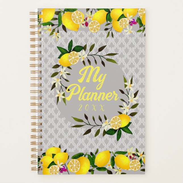 Lemon Days Motif Grey Planner (Front)