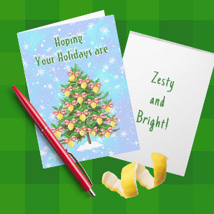 Lemon decorated Christmas Tree Zesty Bright Card