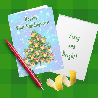 Lemon decorated Christmas Tree Zesty Bright Card