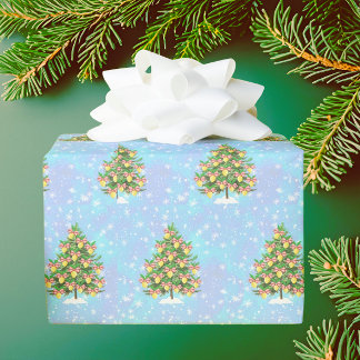Lemon decorated Christmas Tree Zesty Wrapping Paper