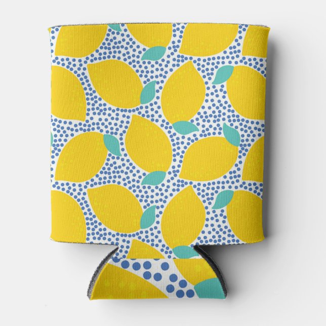 Lemon Delight: Juicy Summer Pattern Can Cooler (Front)