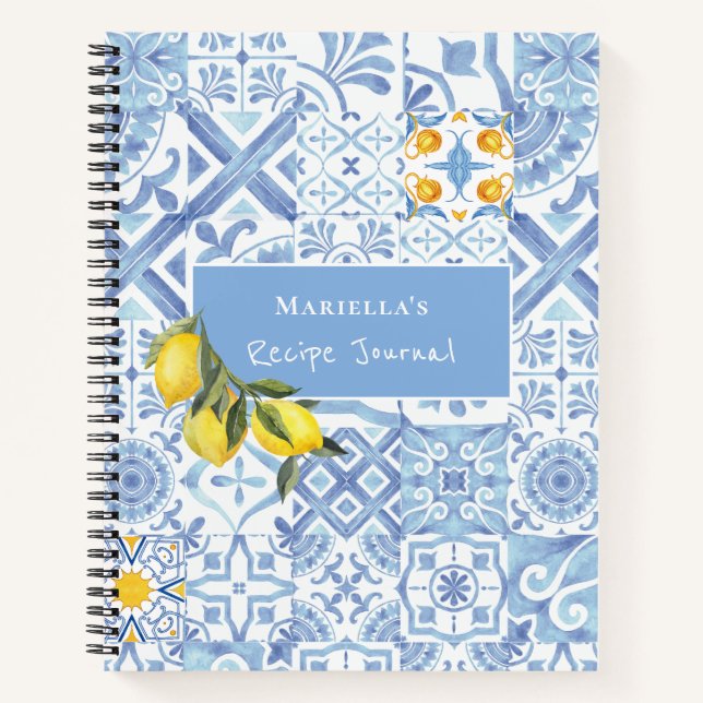Lemon Design Personalized Recipe Journal (Front)