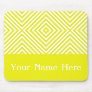 Lemon Diamond Chevron with custom name Mouse Pad