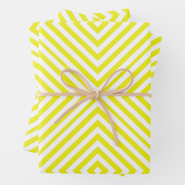 Lemon Diamond Chevron Wrapping Paper Sheets (In situ)
