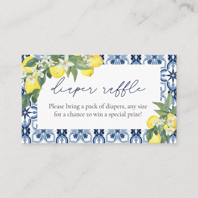 Lemon Diaper Raffle Baby Shower Enclosure Card (Front)