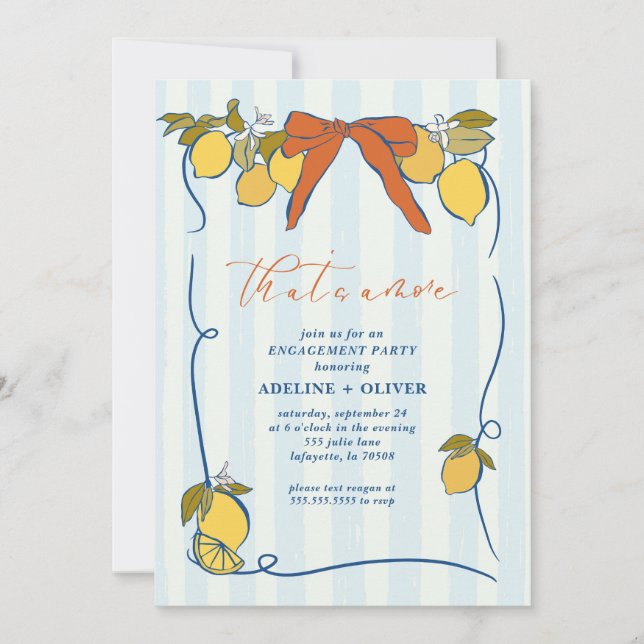 Lemon Dolce Vita Invitation de la partie d'engagem (Devant)