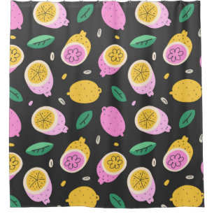 Lemon doodle pattern, bright cute citrus fruit dra