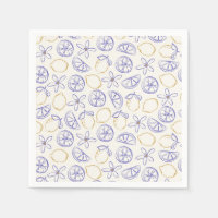 Lemon Doodle Pattern Napkins
