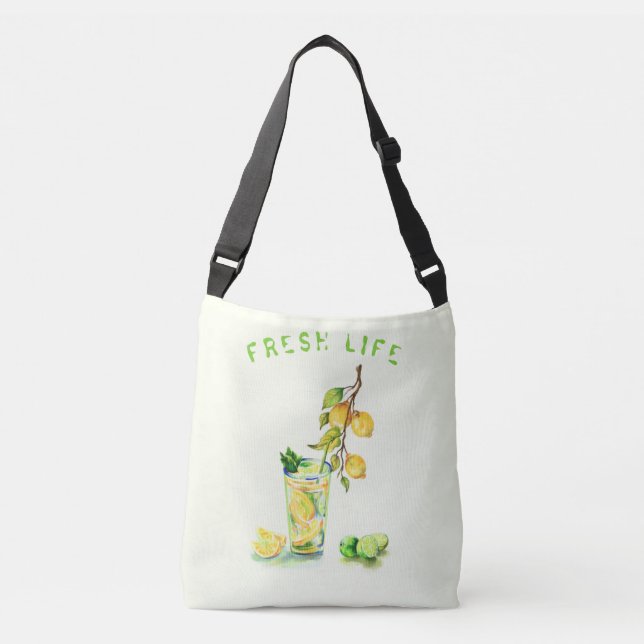 Lemon Drink Crossbody Bag - Custom Text (Front)