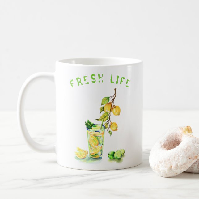 Lemon Drink Lemons Mug Gift - Custom Text (With Donut)