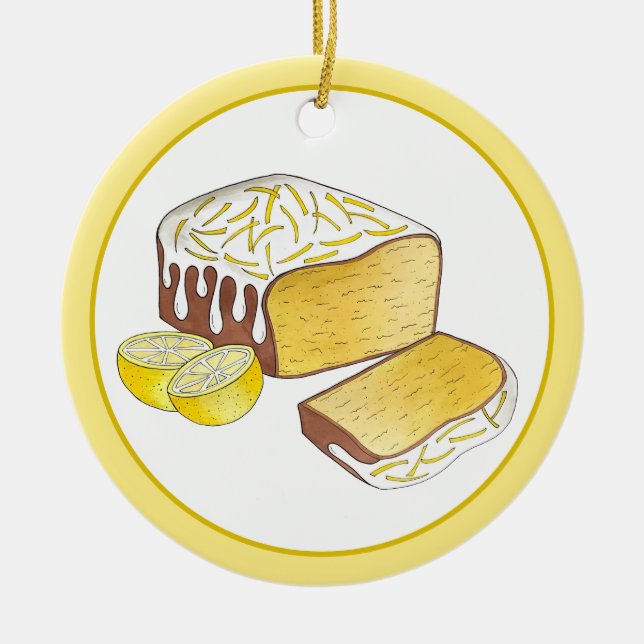 Lemon Drizzle Pound Cake Loaf British Baking Food Ceramic Ornament (Front)
