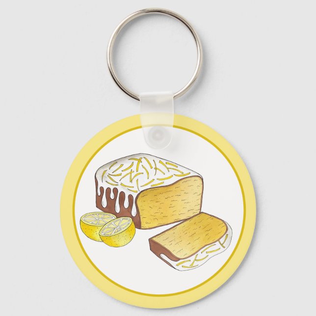 Lemon Drizzle Pound Cake Loaf British Baking Food Keychain (Front)