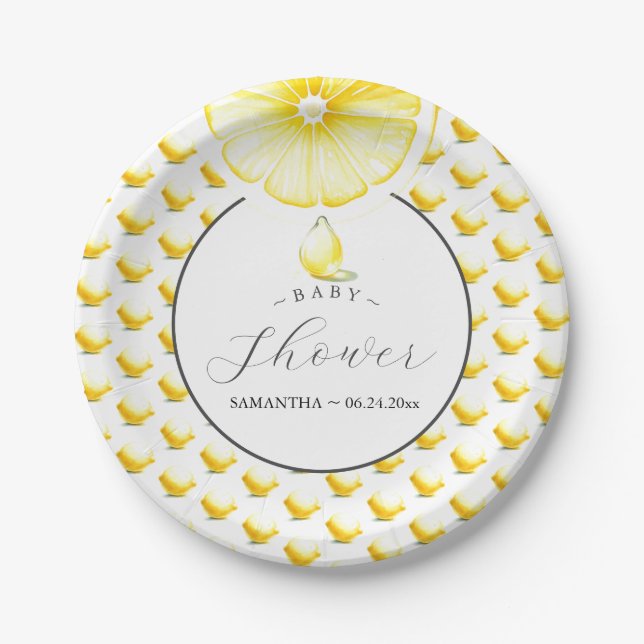 Lemon Drop Baby Shower Decorations Paper Plate (Front)