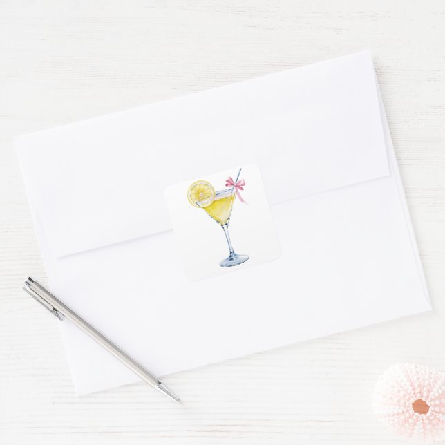 Lemon drop cocktail square sticker (Envelope)