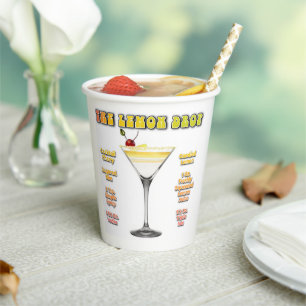 LEMON DROP MARTINI Cocktail Recipe Art Paper Cups
