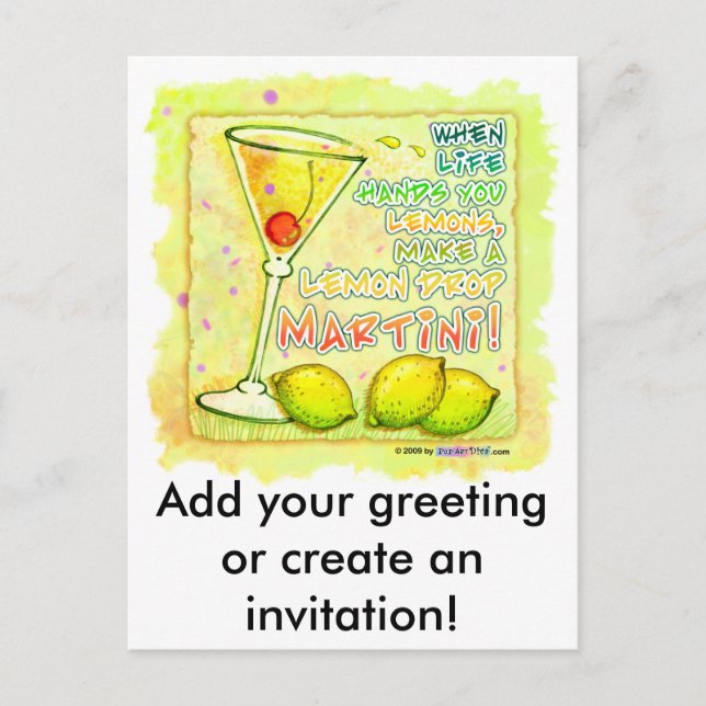 Lemon Drop Martini Invitation Postcard (Front)