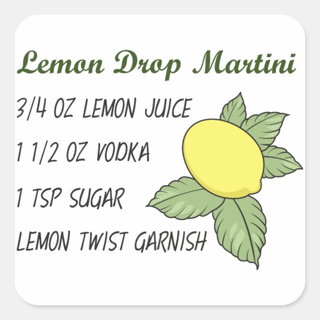 Lemon Drop Martini Square Sticker (Front)