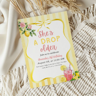 Lemon Drop Older Pink Lemonade 21st Birthday Invitation