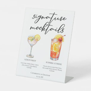 Lemon Drop Summer Sunrise Wedding Mocktails Menu Pedestal Sign