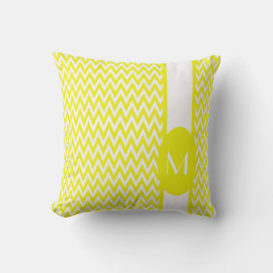 Lemon Elegant Chevron Design with monogram Throw Pillow