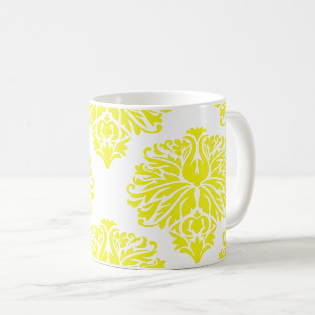 Lemon Elegant Damask Coffee Mug (Front Right)