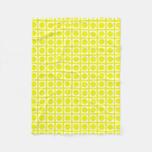 Lemon Elegant Grid Dots Fleece Blanket