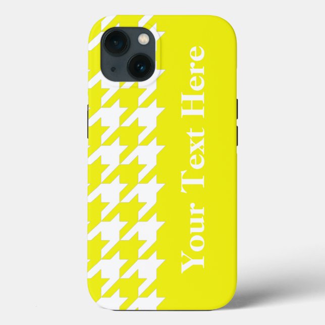 Lemon Elegant Houndstooth with custom text Case-Mate iPhone Case (Back)