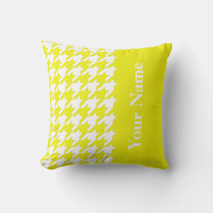 Lemon Elegant Houndstooth with name Throw Pillow