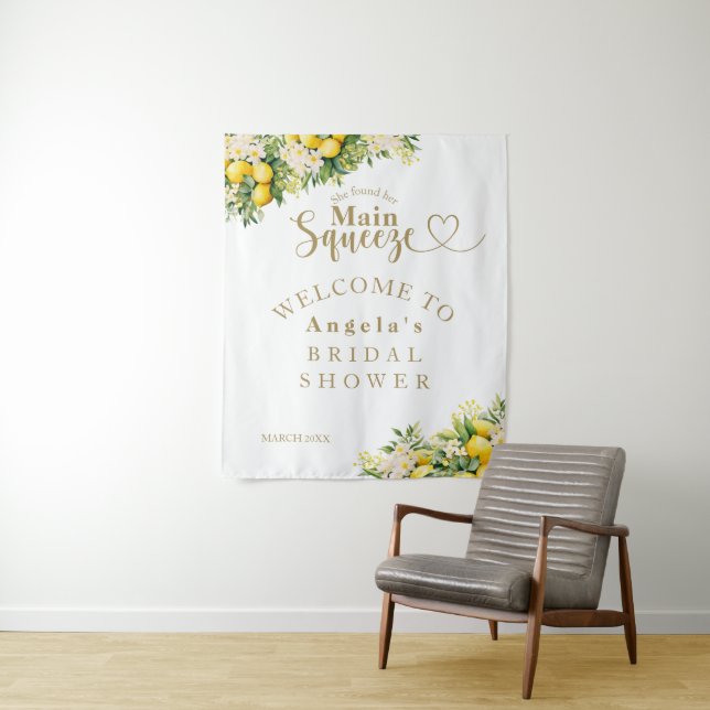 Lemon Elegant Modern Summer Bridal Shower Tapestry (In Situ)
