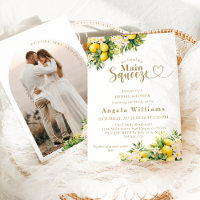 Lemon Elegant Modern Summer Photo Bridal Shower