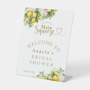Lemon Elegant Modern Welcome Bridal Shower Pedestal Sign