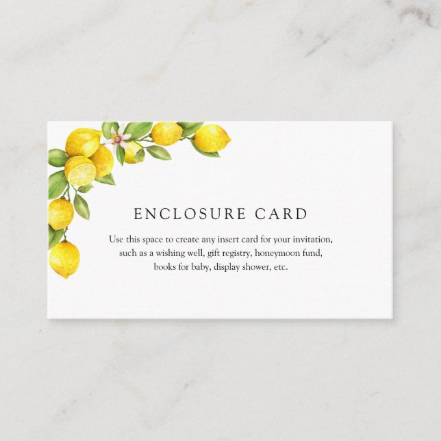 Lemon Enclosure Card (Front)