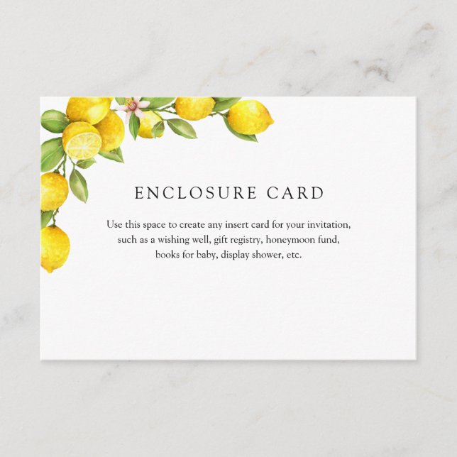 Lemon Enclosure Card (Front)