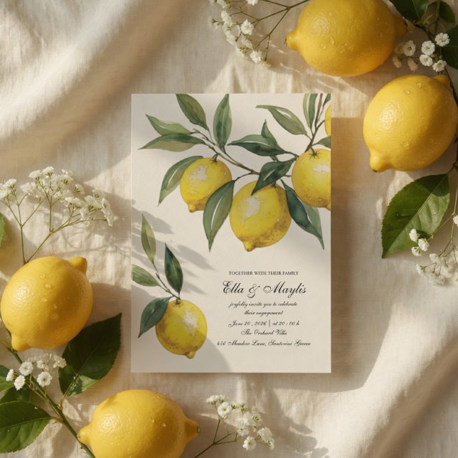 Lemon Engagement Party Invitation | Mediterranean  (Creator Uploaded)