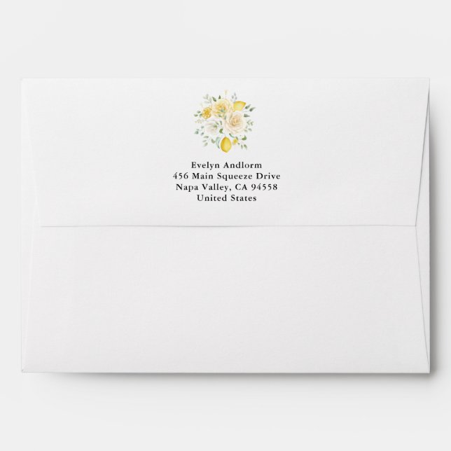  lemon Eucalyptus & Blush Rose Bridal Shower Envelope (Back (Top Flap))