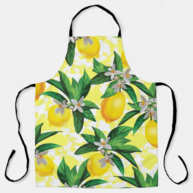 Lemon Fantasy: Creative Floral Pattern Apron (Front)