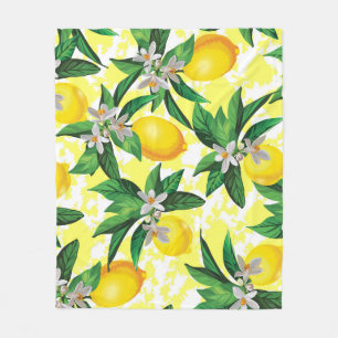 Lemon Fantasy: Creative Floral Pattern Fleece Blanket