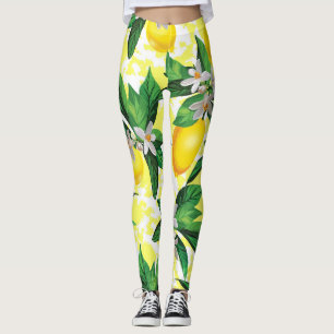 Lemon Fantasy: Creative Floral Pattern Leggings