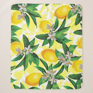 Lemon Fantasy: Creative Floral Pattern Sherpa Blanket