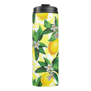 Lemon Fantasy: Creative Floral Pattern Thermal Tumbler