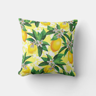 Lemon Fantasy: Creative Floral Pattern Throw Pillow