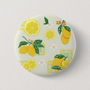 Lemon Floral 2 Inch Round Button