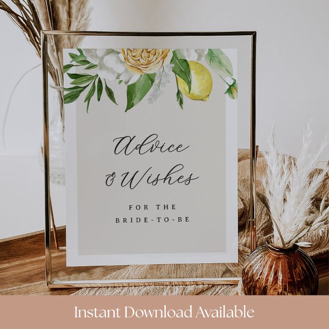 Lemon Floral Advice & Wishes for the Bride Sign (Creator Uploaded)