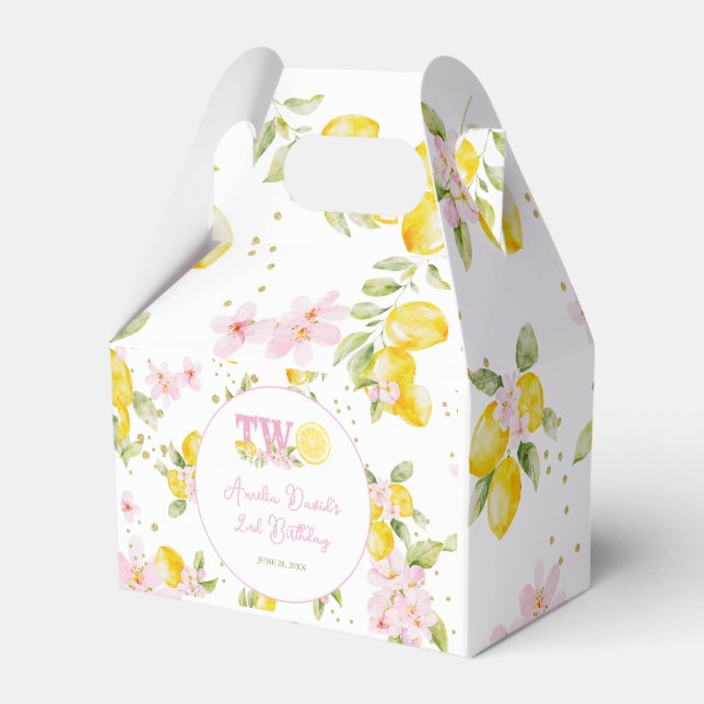 Lemon Floral Birthday Favor Box (Front Side)