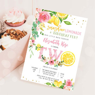 Lemon Floral Birthday Invitation